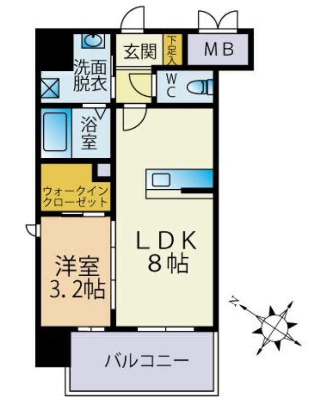 Y・M FLAT(1LDK/4階)の間取り写真
