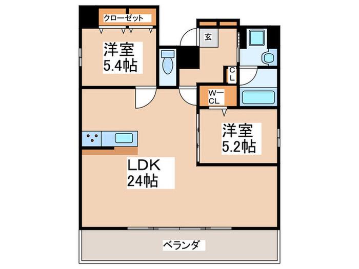 アプリーレ大阪城北(2LDK/9階)の間取り写真