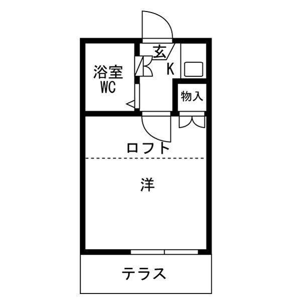 CALM芝町(1K/1階)の間取り写真