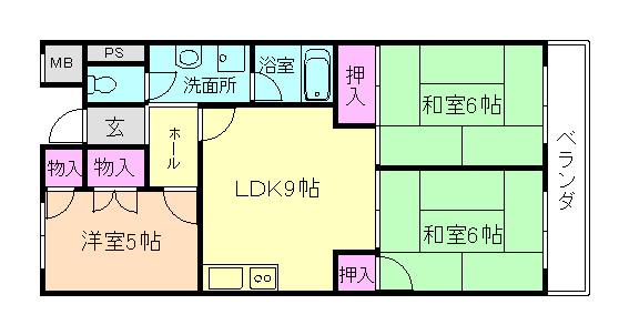 ロックウェルハウス(3LDK/1階)の間取り写真
