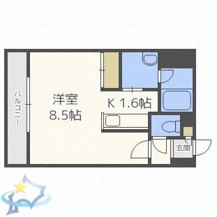 クワイシャノン円山表参道(1K/6階)の間取り写真