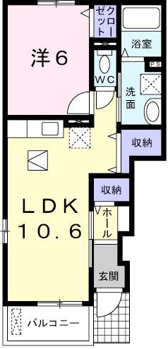ウィステリアガーデン C(1LDK/1階)の間取り写真