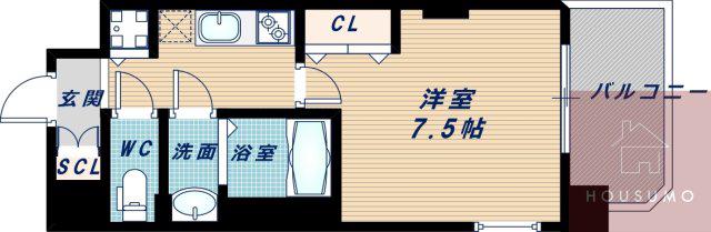 LUXE三国II(1K/3階)の間取り写真