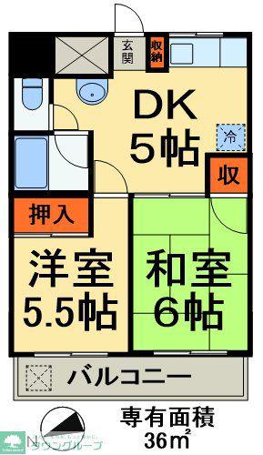 マンション第八松戸(2DK/2階)の間取り写真