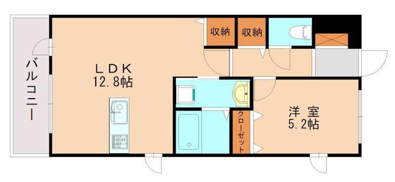 リーヴス香椎駅前(1LDK/4階)の間取り写真