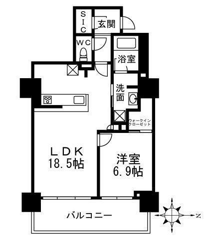 大阪福島タワー(1LDK/28階)の間取り写真
