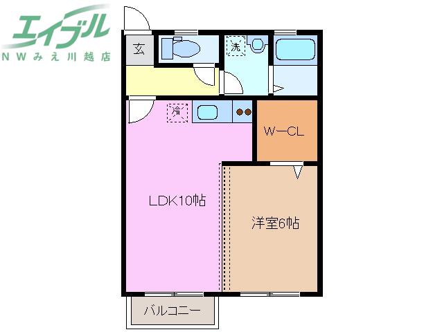 パインヒルズ(1LDK/2階)の間取り写真