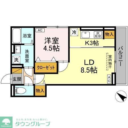 D-ROOM神明町II B B(1LDK/3階)の間取り写真