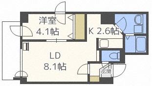 アクアリオ冴(1LDK/2階)の間取り写真