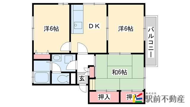 コーポハピネスII D棟(2LDK/1階)の間取り写真