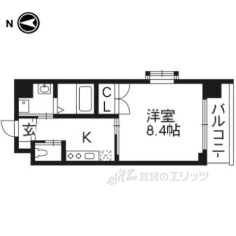 ライラック(1K/2階)の間取り写真
