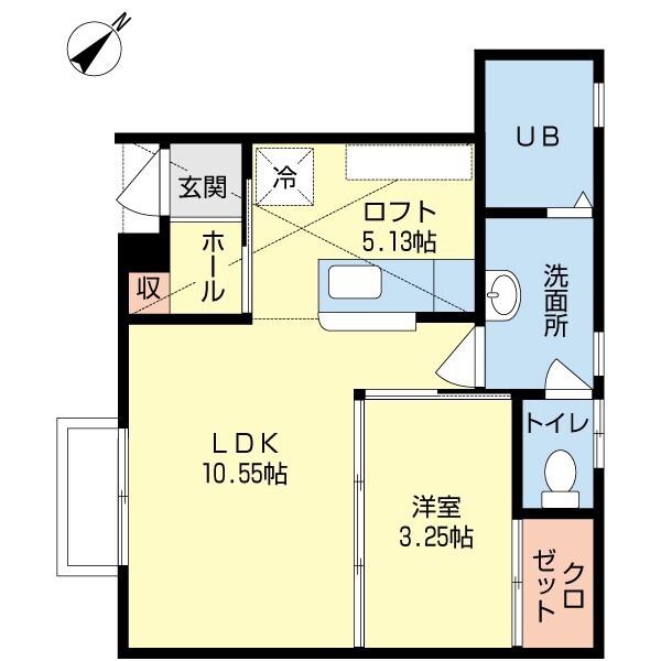 LUNA(1LDK/1階)の間取り写真