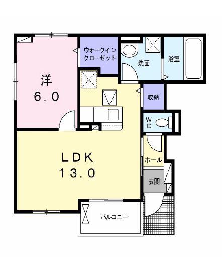 グレイトフルI(1LDK/1階)の間取り写真