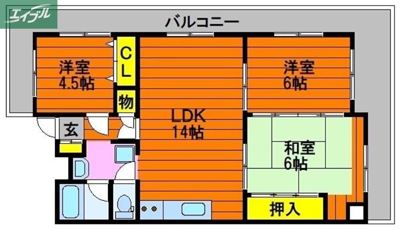 ふぁみーゆ旭川(3LDK/5階)の間取り写真