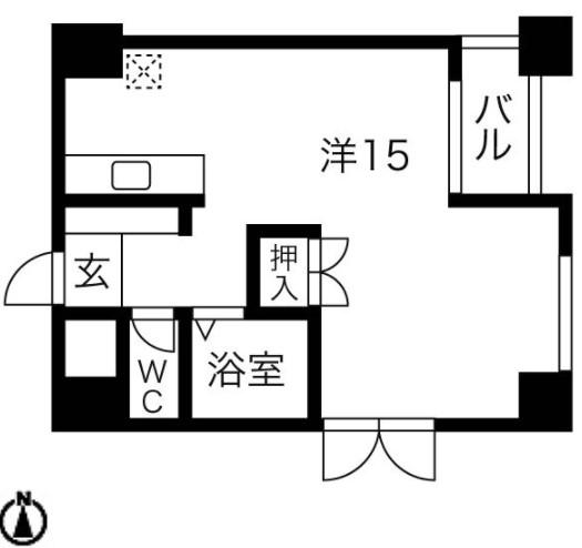 YK50(ワンルーム/3階)の間取り写真