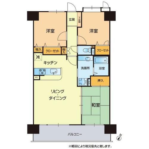 コアマンション九品寺(3LDK/5階)の間取り写真