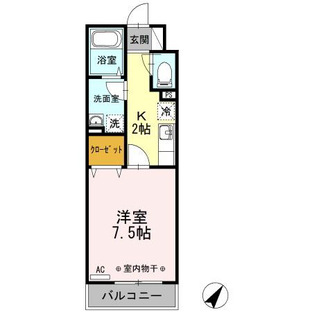 マウントサイド(1K/3階)の間取り写真