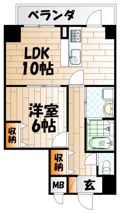 BERGAMOTTO三萩野(1LDK/2階)の間取り写真