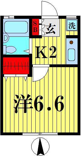 第五稲荷荘(1K/2階)の間取り写真