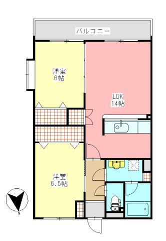FLAT松橋(2LDK/3階)の間取り写真