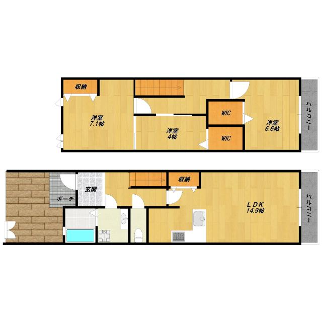 D-ROOM大鹿(3LDK/2階)の間取り写真