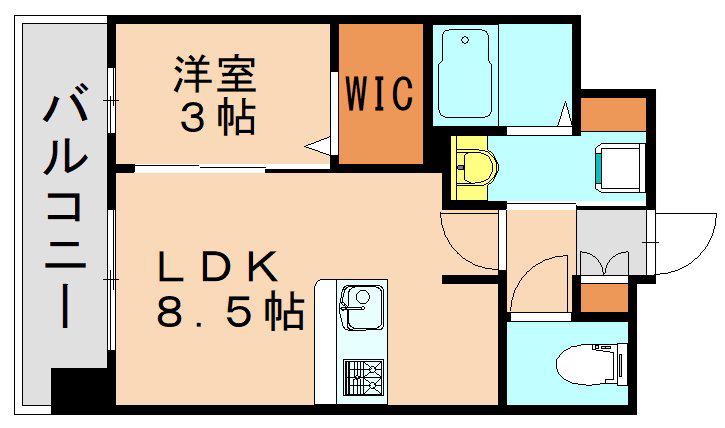 グランフォーレ小倉シティタワー(1LDK/3階)の間取り写真