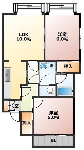 MTマンション(2LDK/1階)の間取り写真