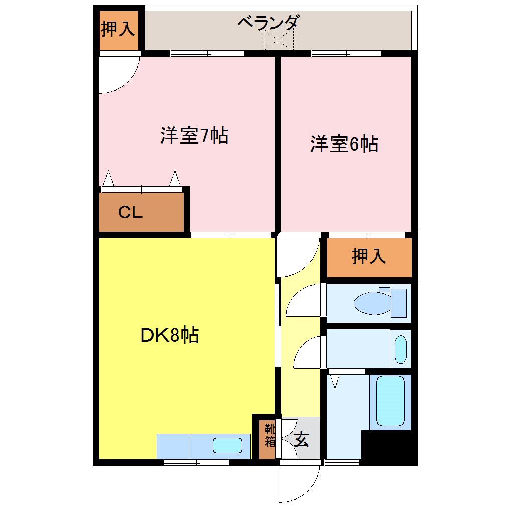 アリュール石垣(2DK/4階)の間取り写真