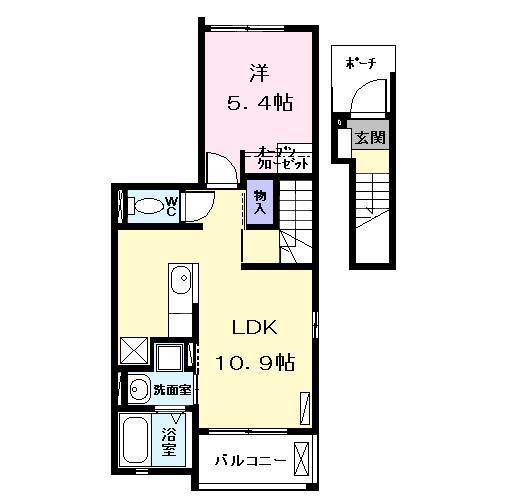 コズミックプレイス(1LDK/2階)の間取り写真