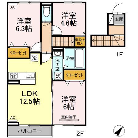 メルベージュ(3LDK/2階)の間取り写真