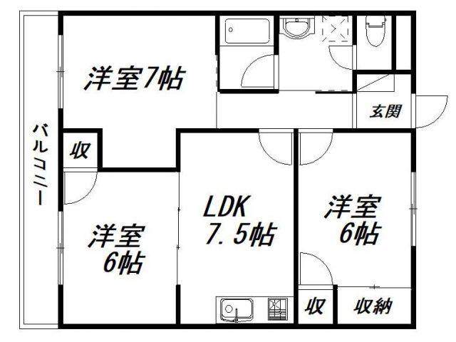 パークサイド高木(3DK/3階)の間取り写真