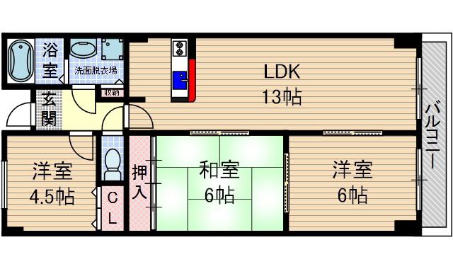 アクトパレス(3LDK/2階)の間取り写真