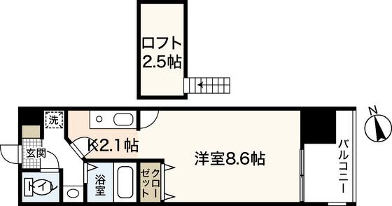 グラビスコート紙屋町(ワンルーム/5階)の間取り写真