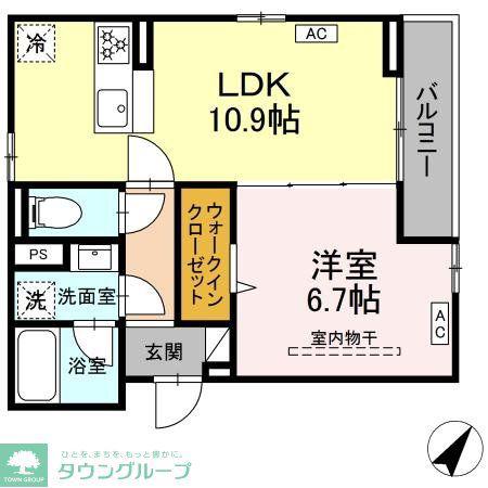 ディーアヴニール(1LDK/2階)の間取り写真