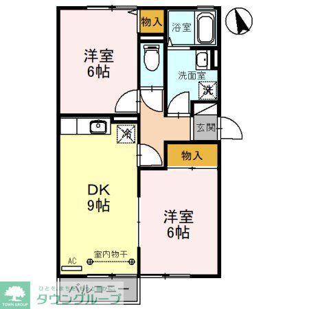 プティヴィラージュII(2DK/2階)の間取り写真