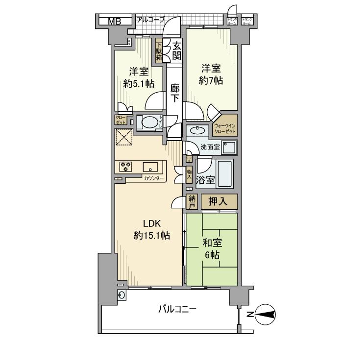 プラウドシティ府中(3LDK/4階)の間取り写真