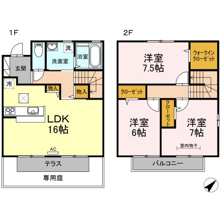 ブリリアント A(3LDK/1階)の間取り写真