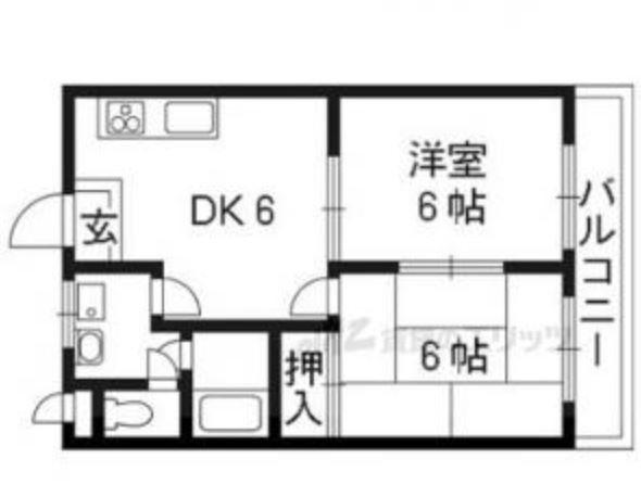パティオ21(2DK/1階)の間取り写真