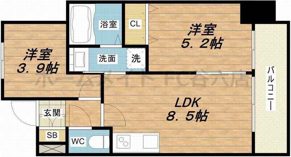S-FORT福島LALUNA(1SLDK/8階)の間取り写真