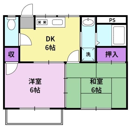 柴田ハイツ(2DK/2階)の間取り写真