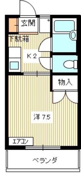 ハイツエクセレント(1K/3階)の間取り写真
