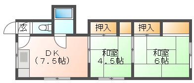 畑中アパートゼロ(2DK/2階)の間取り写真