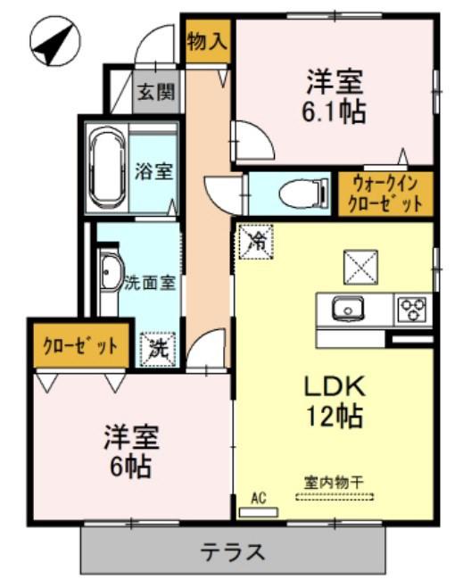 CASA・CALIENTE(2LDK/1階)の間取り写真