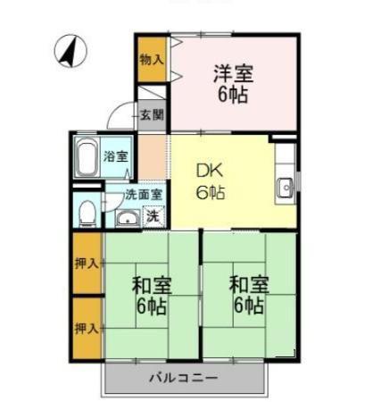セジュール朽網A棟(3DK/1階)の間取り写真