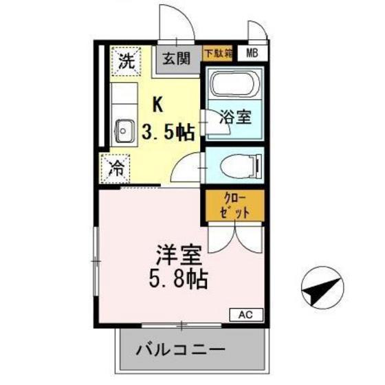 レジデンスエコー(1K/4階)の間取り写真