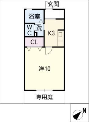 アンソレイユ A棟(1K/1階)の間取り写真