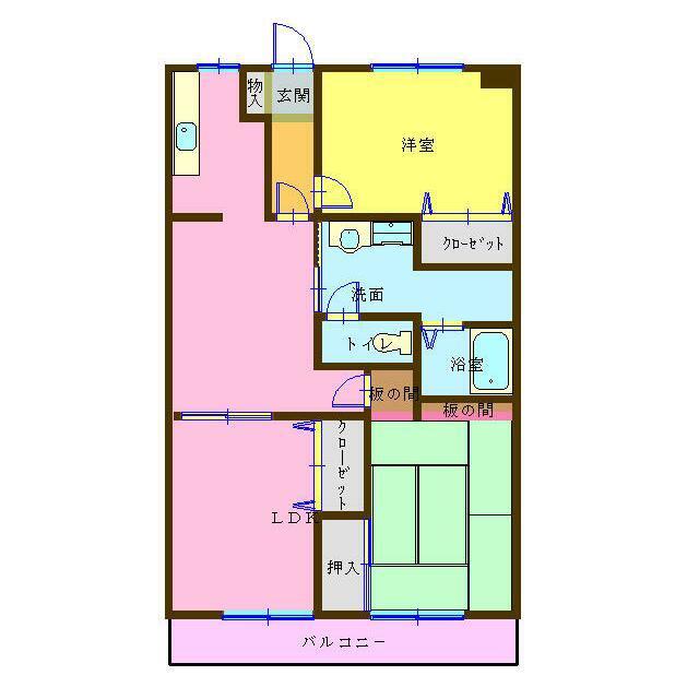 コーシャハイツ富任 B棟(2LDK/3階)の間取り写真
