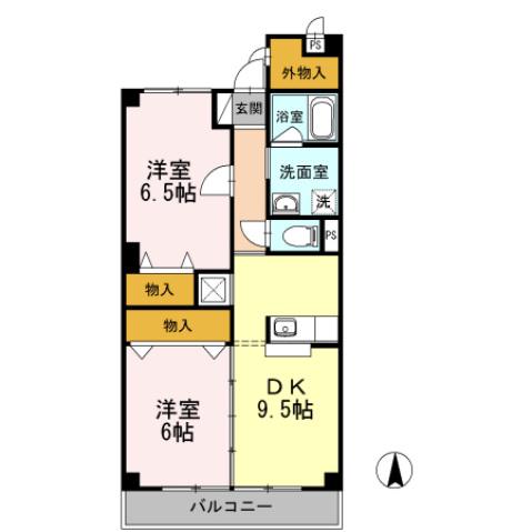 カトゥルセゾン札場(2LDK/3階)の間取り写真