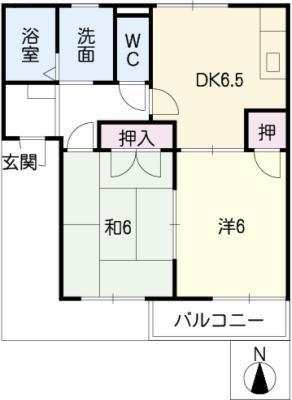 エブリ日吉(2DK/2階)の間取り写真