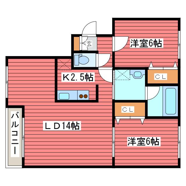 LAHAINA(2LDK/2階)の間取り写真